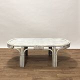 1970s rattan and woven wicker coffee table