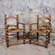 Pair of turned wooden spool armchairs, mid-20th century, France