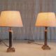 Table lamps in gilded brass with paper shades - mid 20th century.