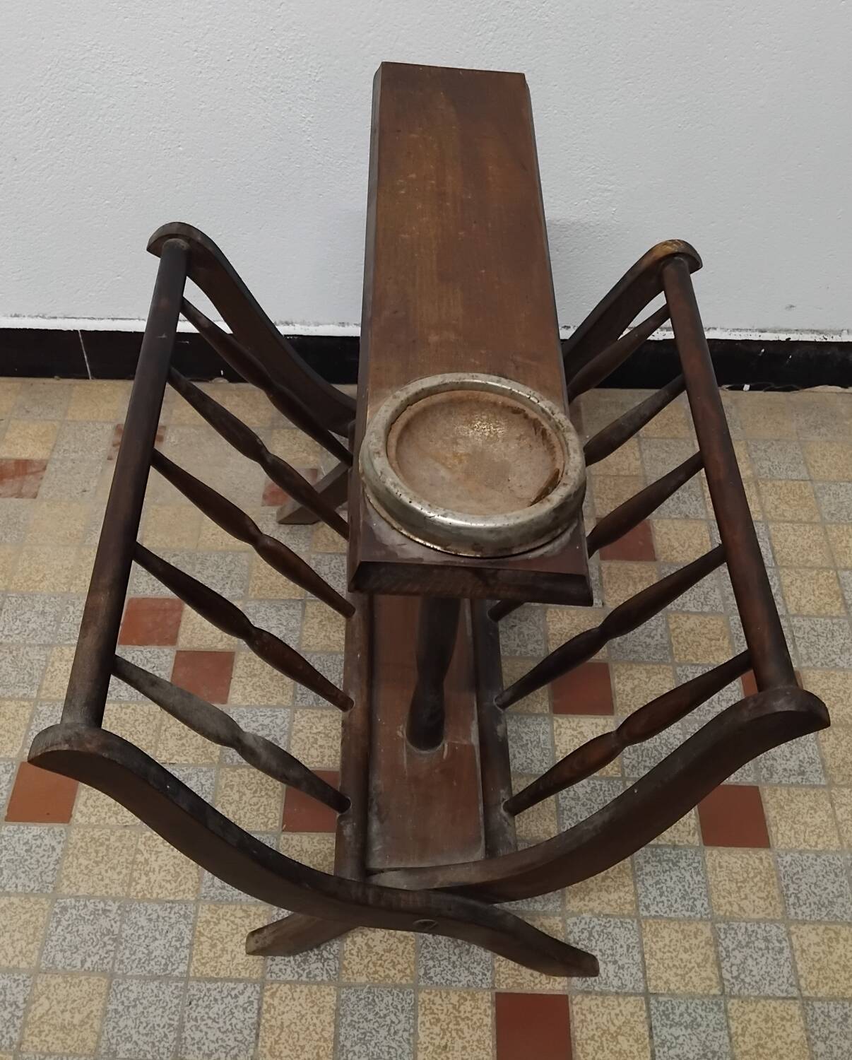 Old vintage wooden magazine rack