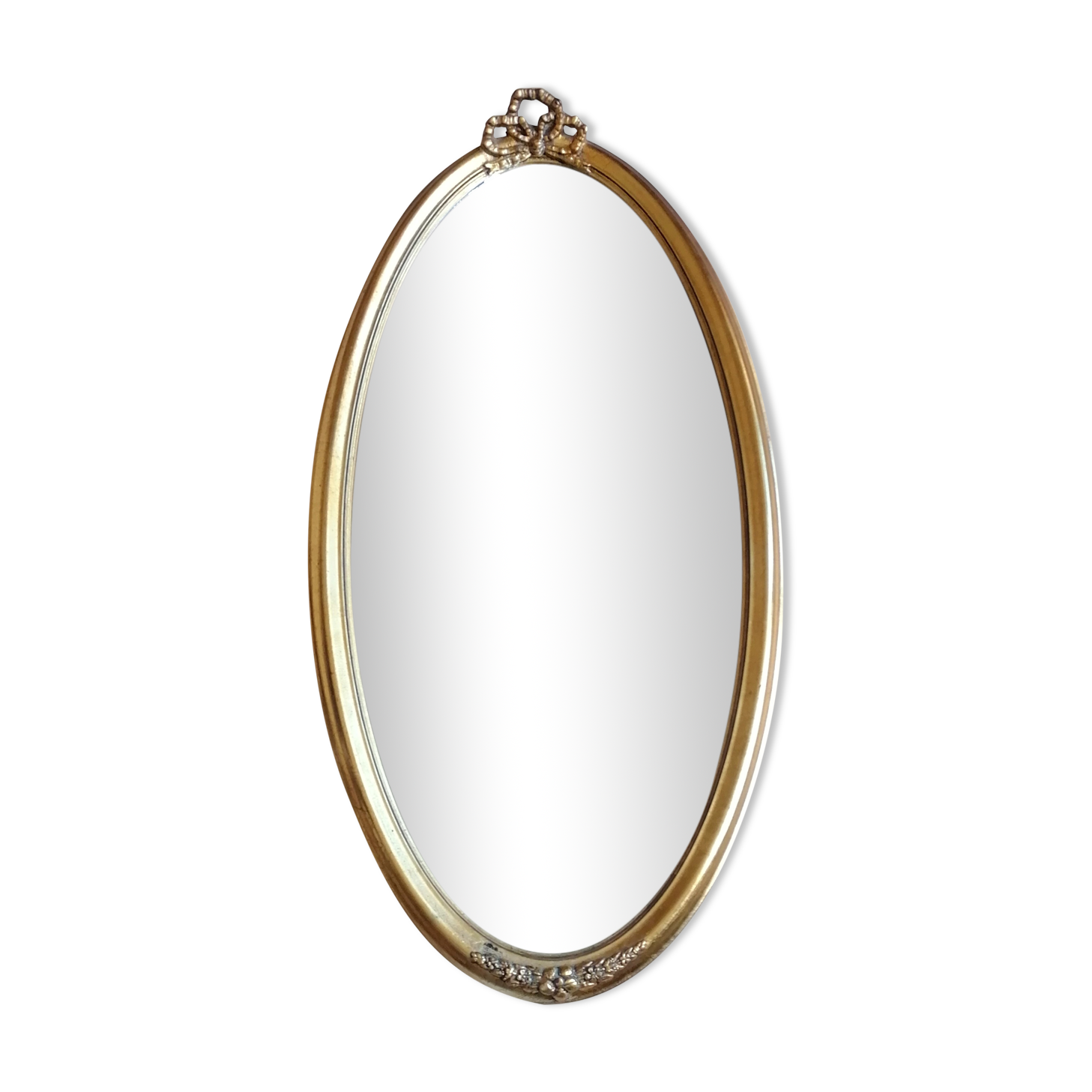 Golden oval mirror 86 x 42 cm