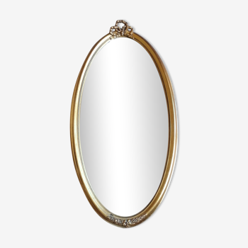 Golden oval mirror 86 x 42 cm