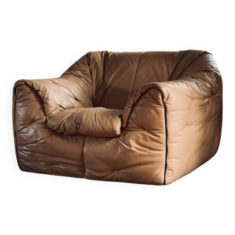 Sloop armchair by Ligne Roset, vintage leather from the 1970s.