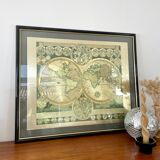 Vintage world map frame "World Map by Peter Schenk The Elder 1645-1715"