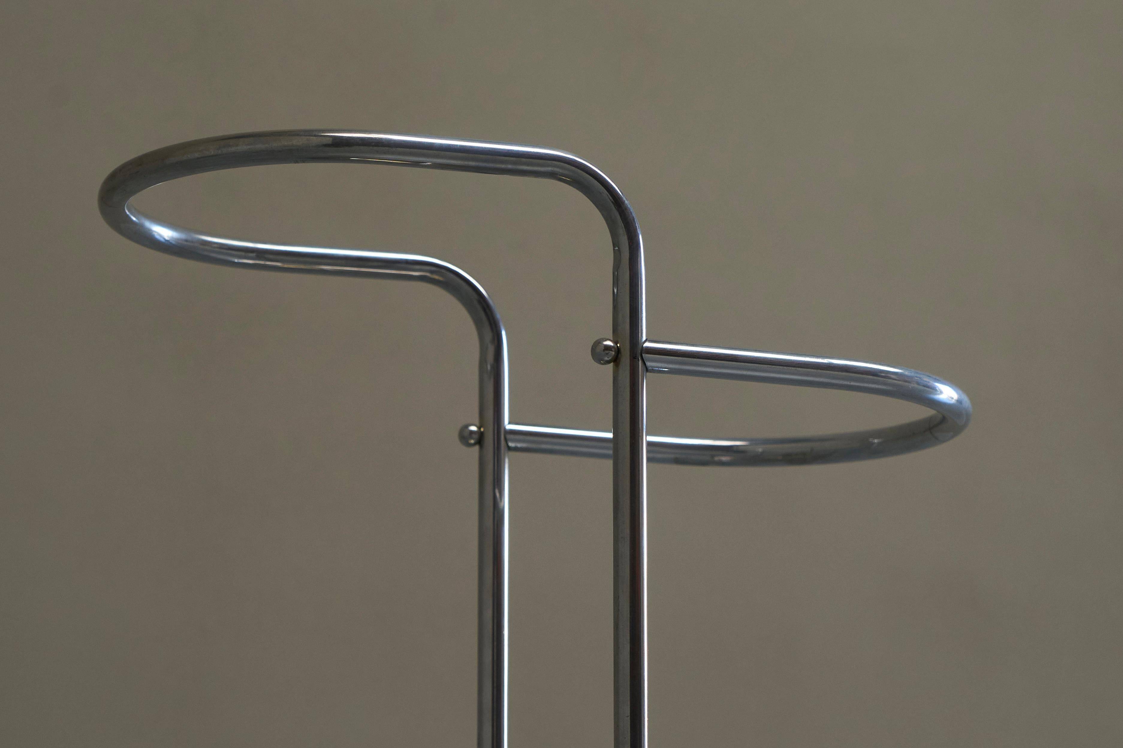 Bauhaus-style umbrella stand in chrome brass, 1960s