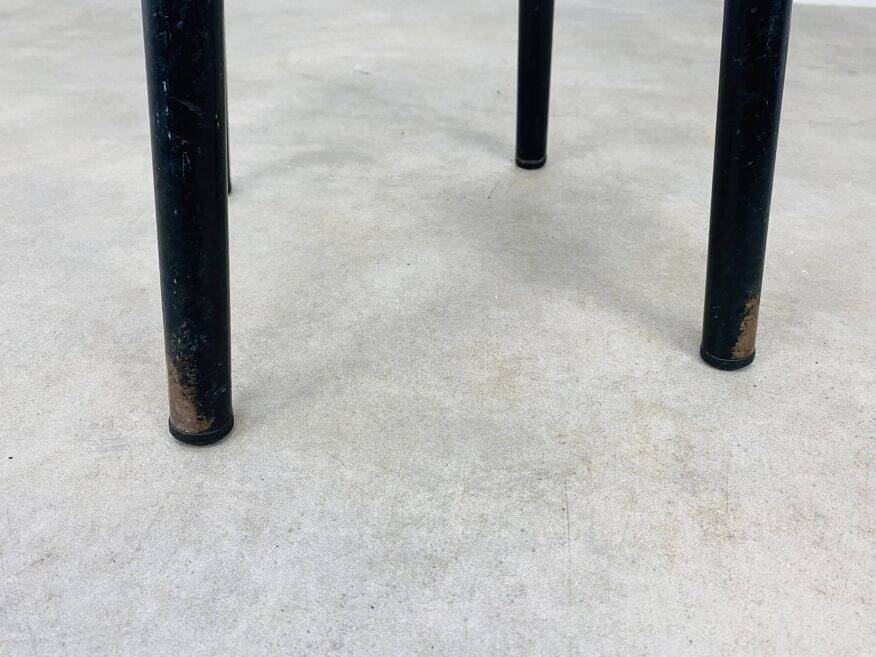 Vintage 50s screw stool in red faux leather