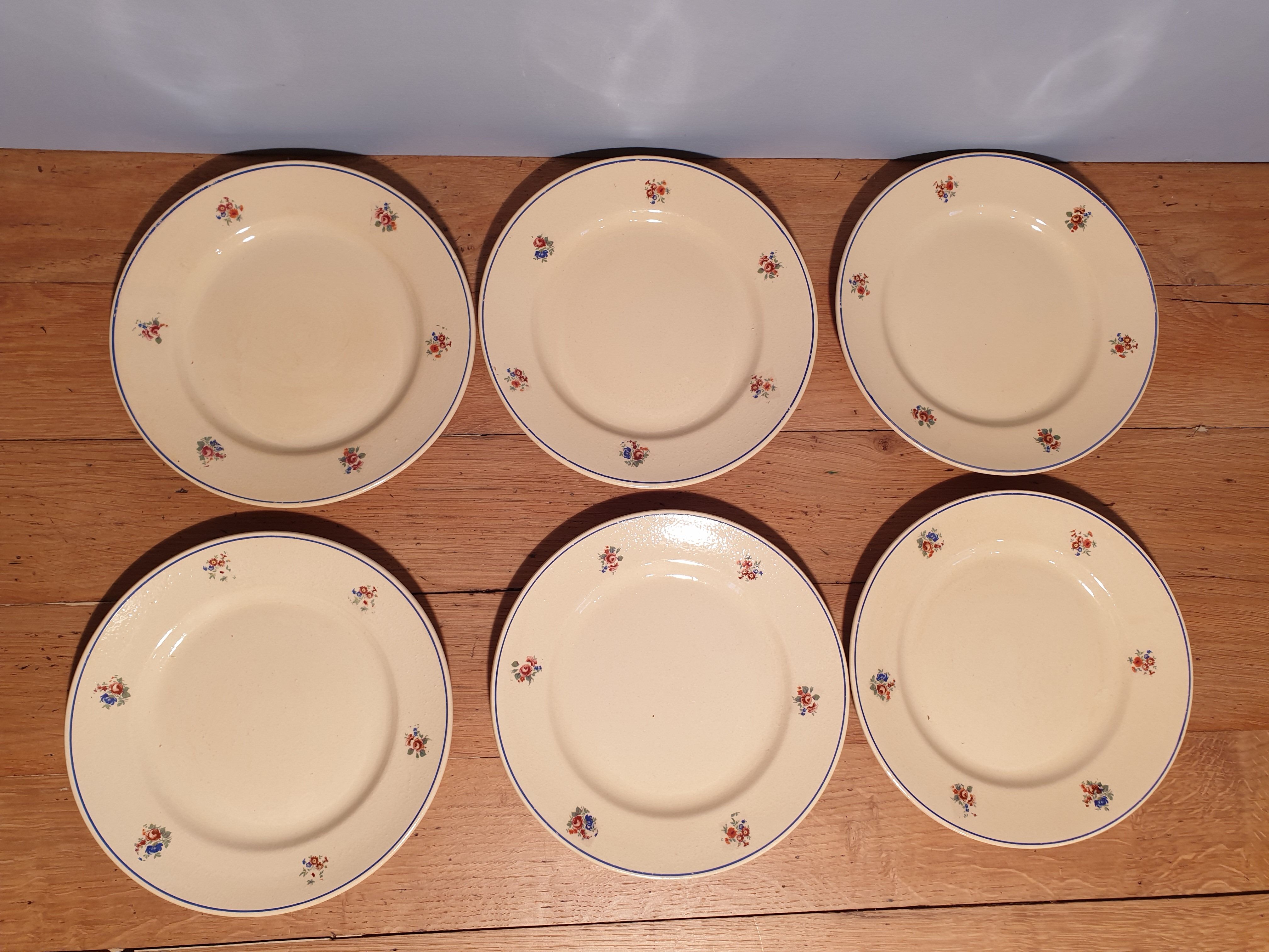 Suite of 6 retro dessert plates