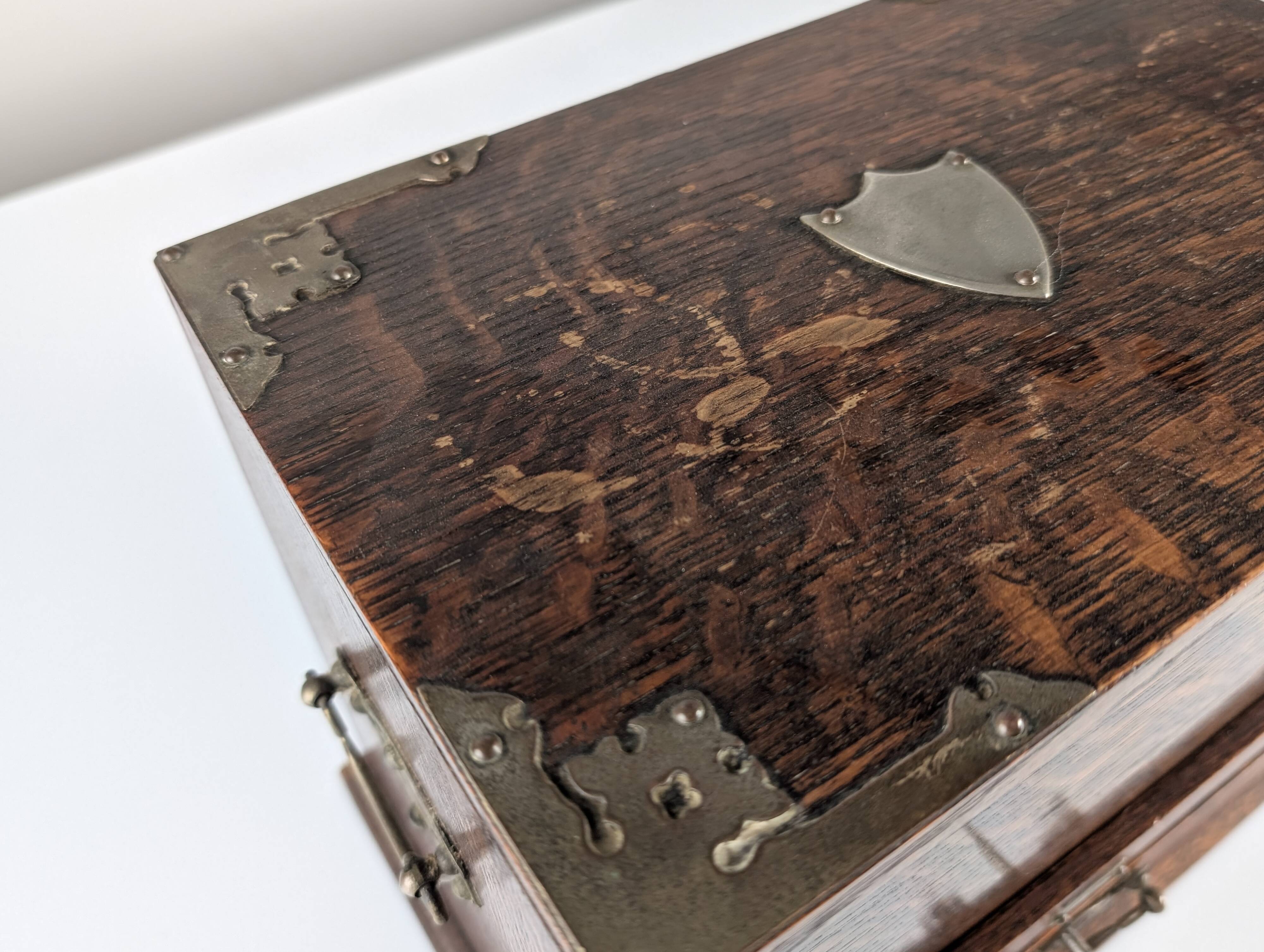 Victorian Oak Writing Cabinet with Automatic Tambour, 19th Century