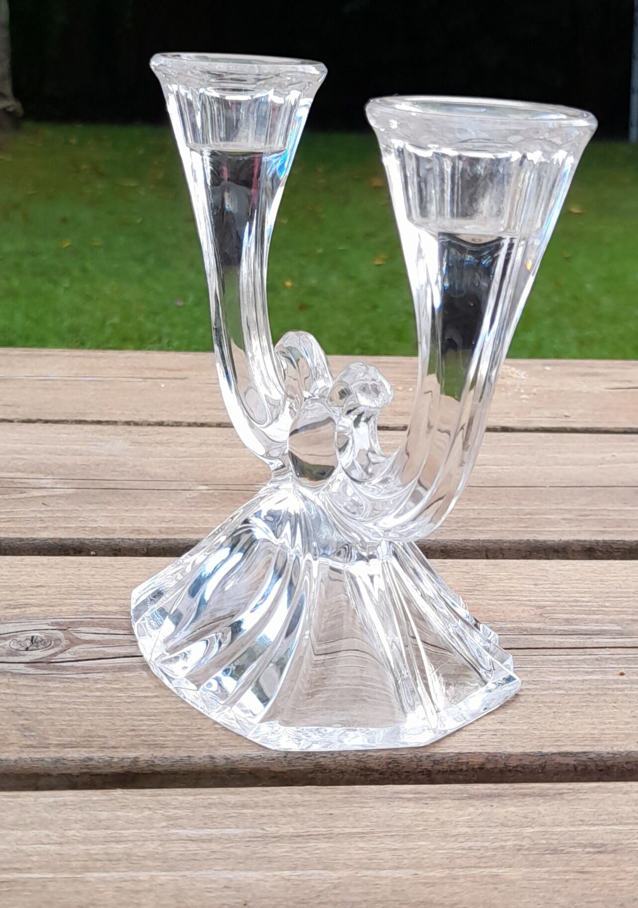 Candle holder 2 branches in Phoenix crystal, periode artdeco