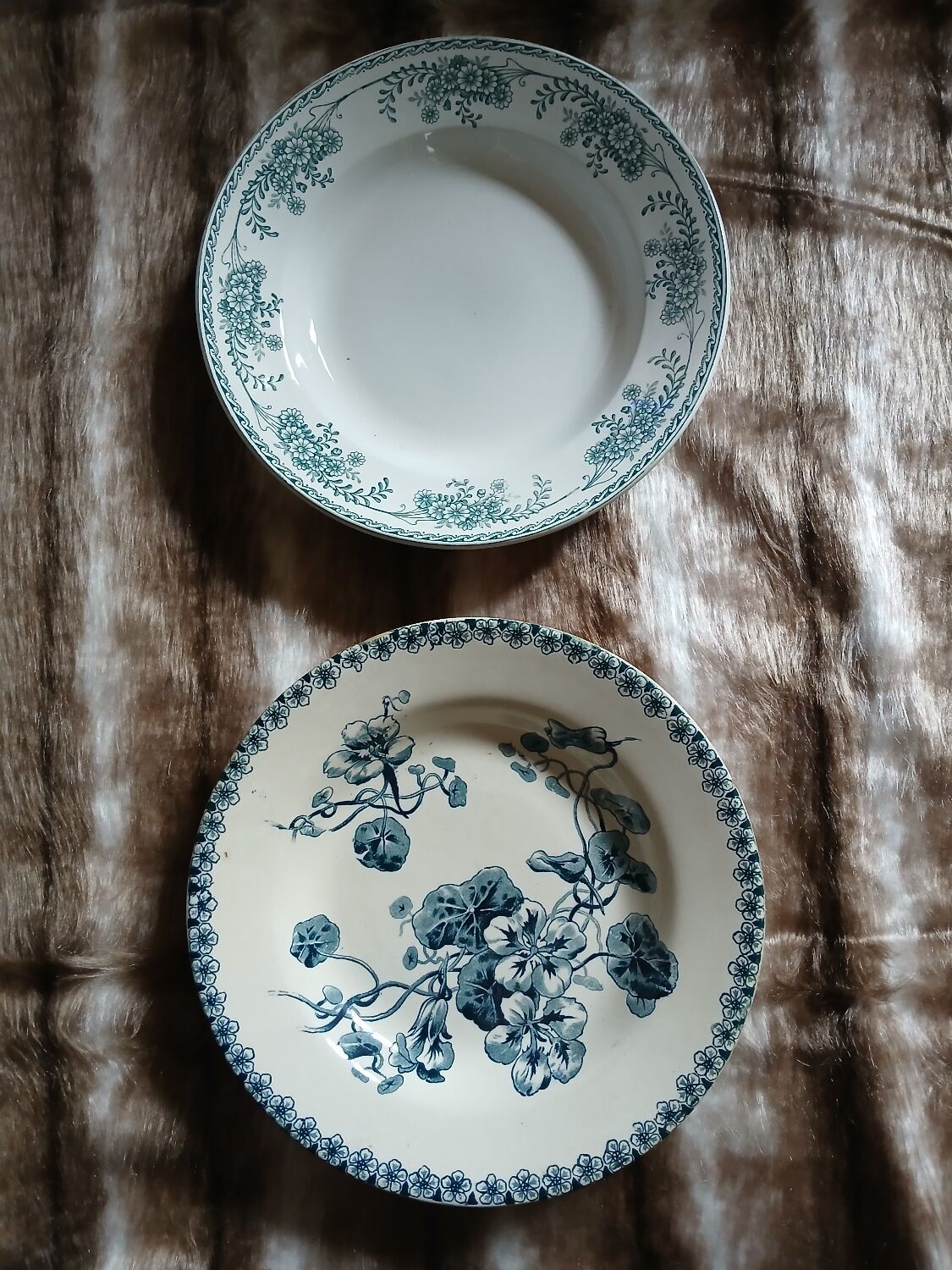 10 antique deep plates in ironstone