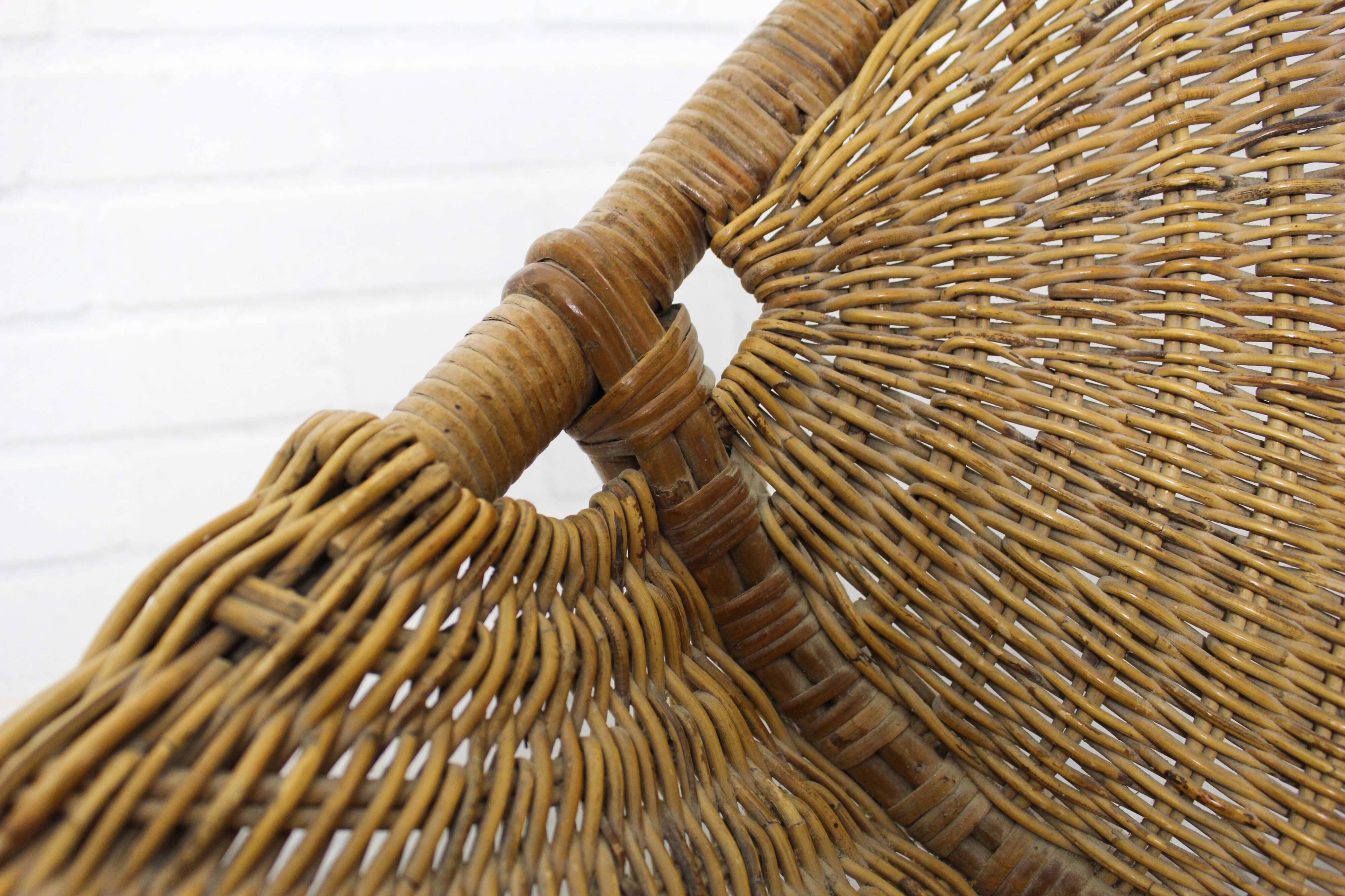 1950s Italian Rattan Basket Chairs & Matching Bistro Table Set
