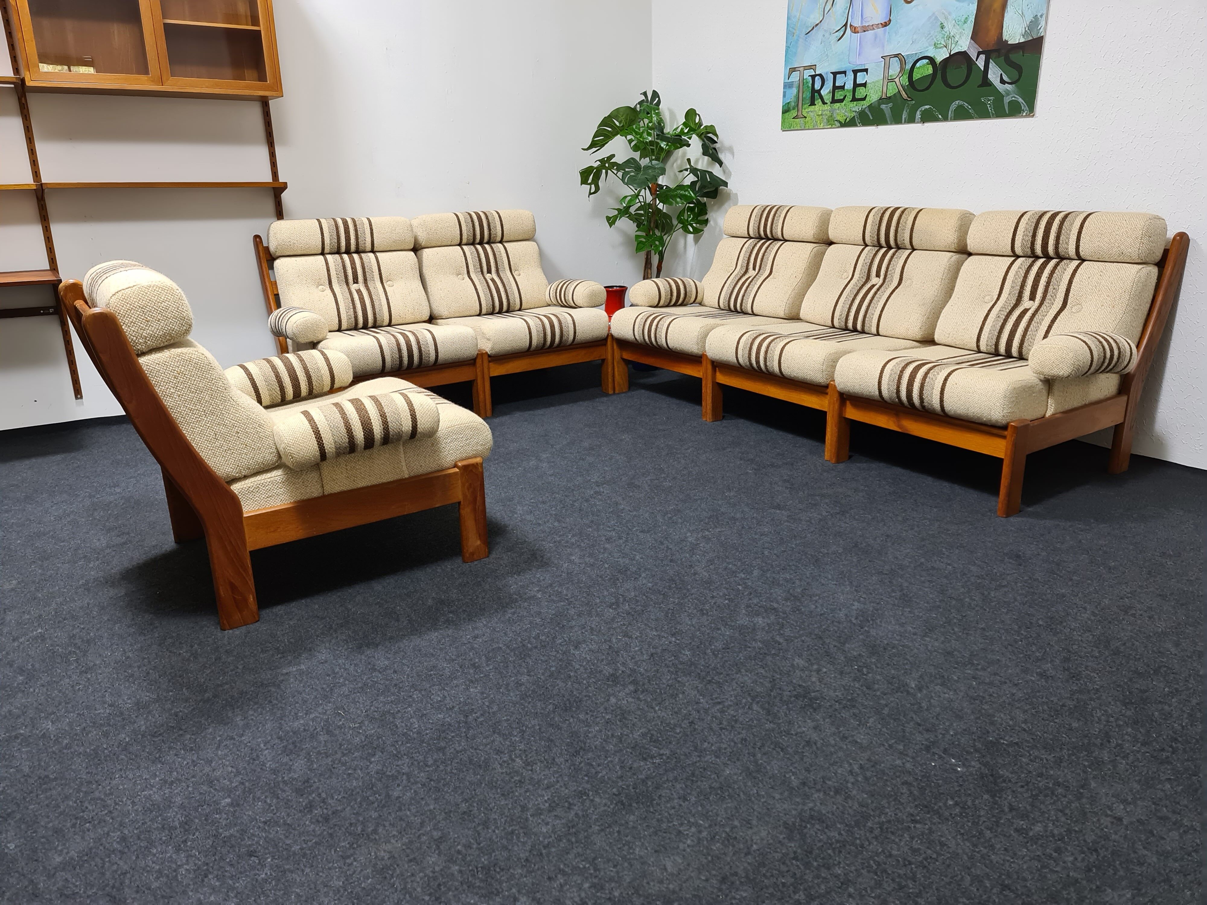 Set de salon vintage des années 70 en teck 6 pièces