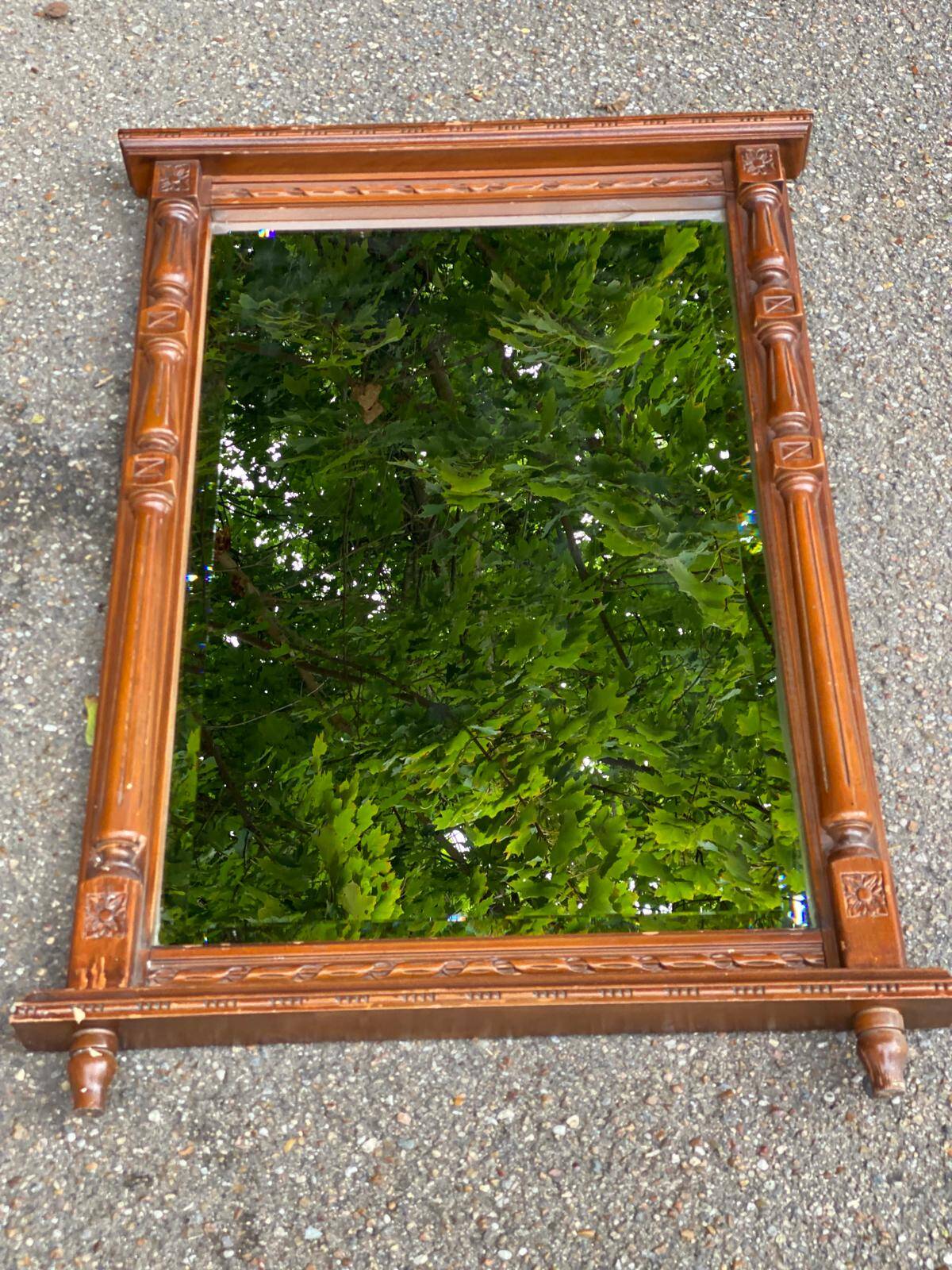 Henri II mirror in solid oak 67x97cm from the 19th century