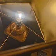 Large ceramic lamp with an Asian theme.