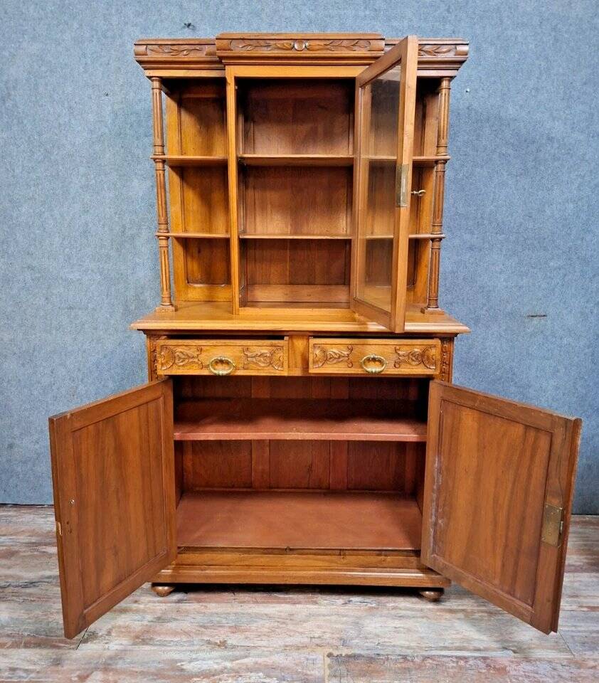 charming and characterful antique walnut two-body buffet.