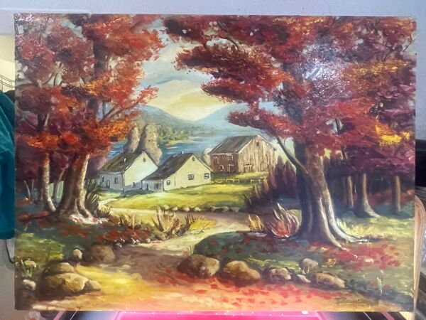Tableau Huile sur toile signée Rousseau 15/04/83