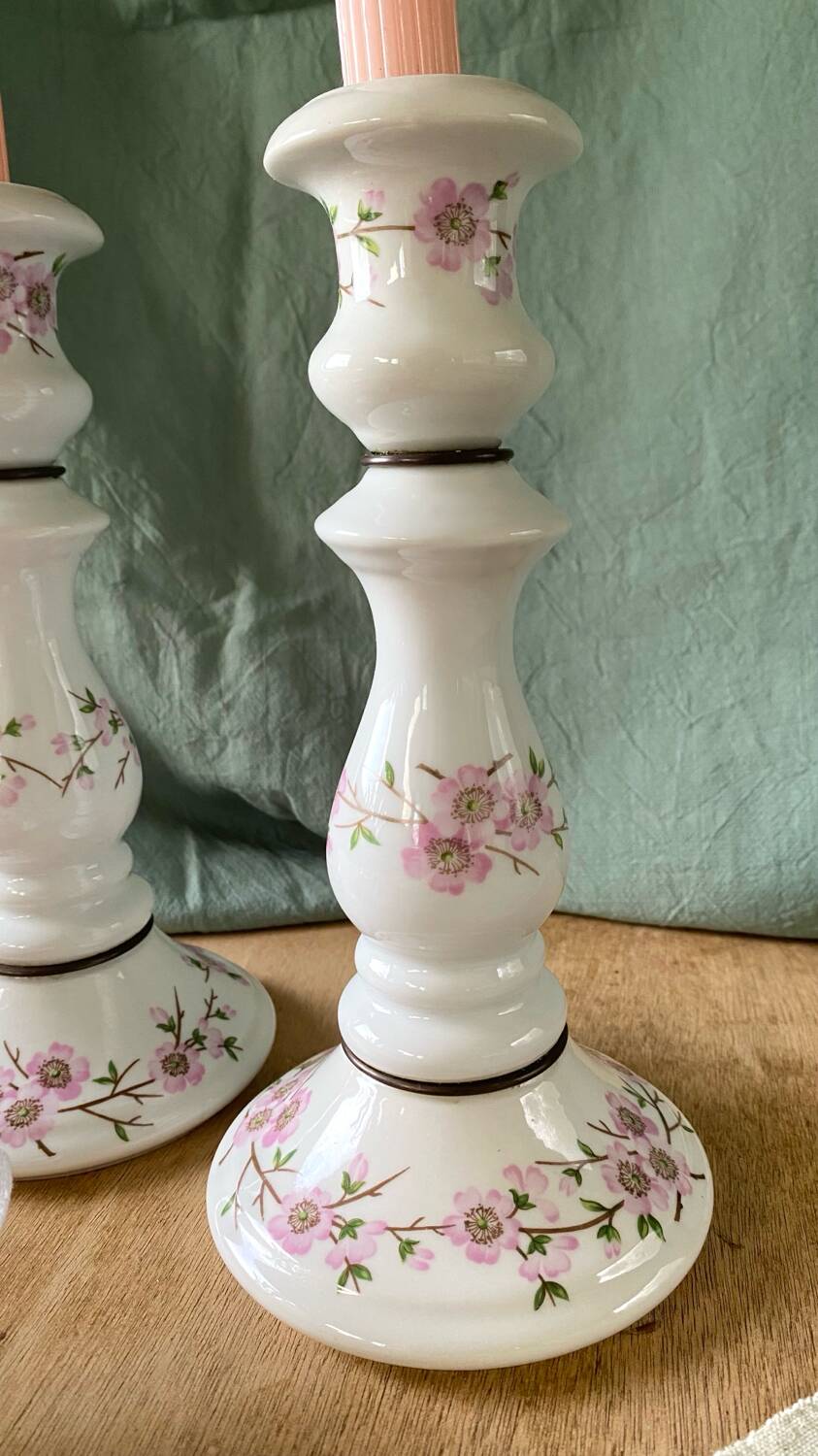 Pair of porcelain candlesticks from Paris
