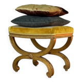 Louis XVI Style Carved and Gilded Wooden Stool Circa 1880