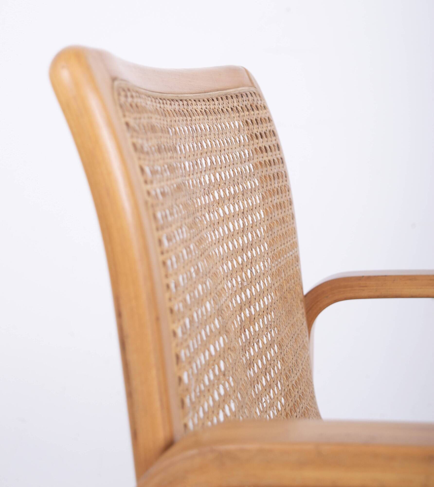 Pair of beech and cane armchairs - Olivo Pietro, Italy - 1990
