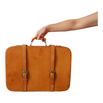 Valise en cuir vintage coffre de rangement pour jouet objet de décoration rétro