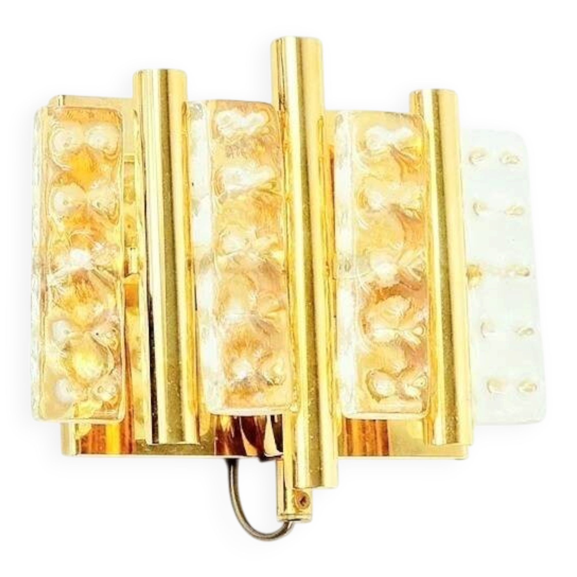 Scandinavian Glass & Brass Wall Lamp by Jakobsson for Orrefors & MPR, 1960s