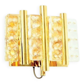 Scandinavian Glass & Brass Wall Lamp by Jakobsson for Orrefors & MPR, 1960s