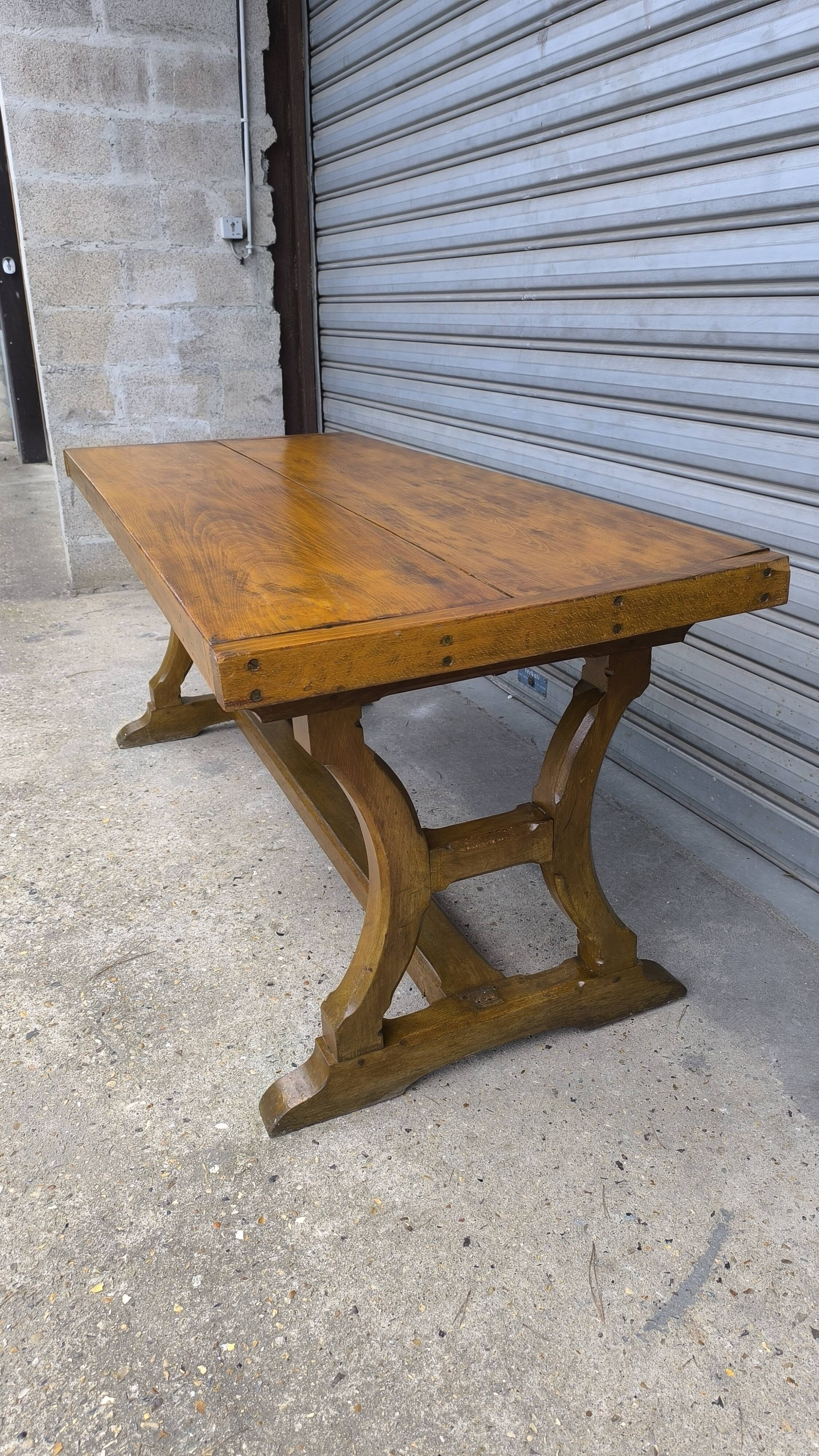 Solid elm farmhouse table, 1920
