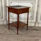 Refreshment table in mahogany, grey marble top, two zinc buckets, 18th century.