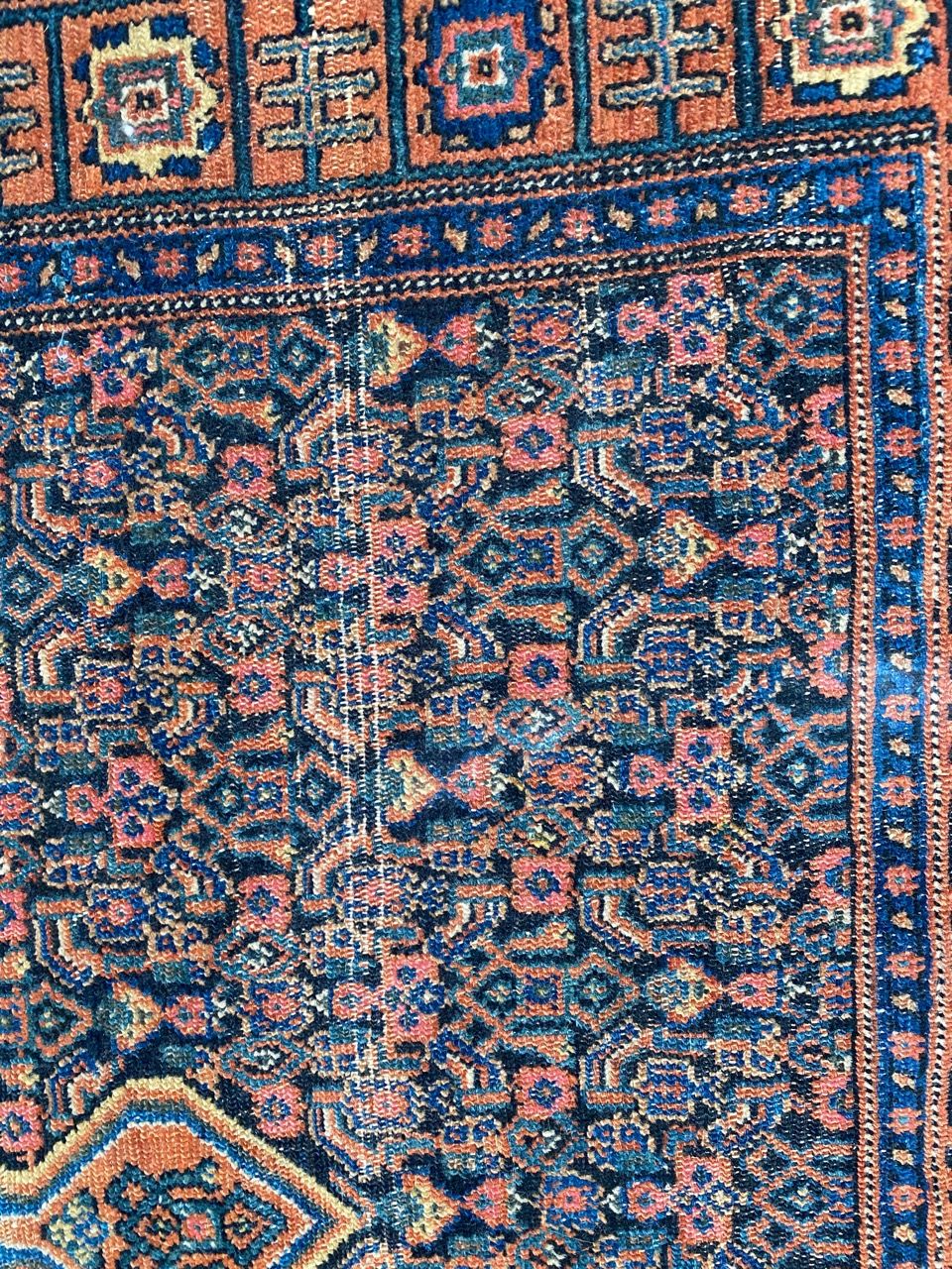 Senneh handmade ancient Persian Oriental carpet 102x139 cm