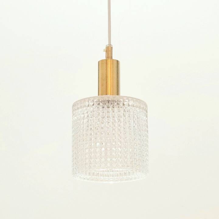 Scandinavian Glass & Brass Pendant Light by Fagerlund for Orrefors, 1960s