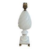 Alabaster lamp, twisted, gadroon decoration, gilded brass base, dolphins