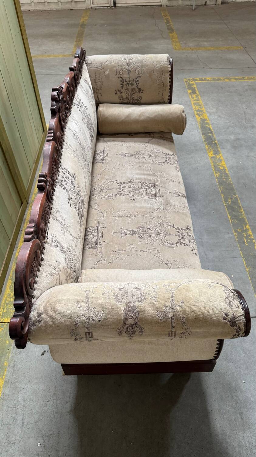 Mahogany wood/fabric bench circa 1900