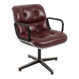 Charles Pollock Executive Armchair for Knoll Vintage Bordeaux Leather 1970