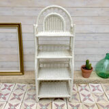 Old shelf in white rattan Peacock