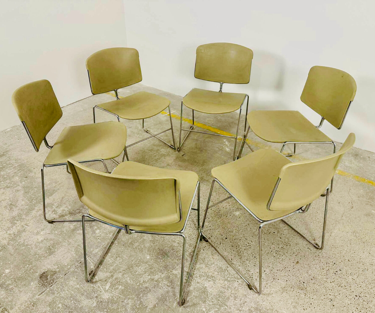 Set of 12 Max Stacker stackable chairs, 1970