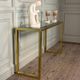 Golden and chrome metal console, bevelled glass, circa 1980.