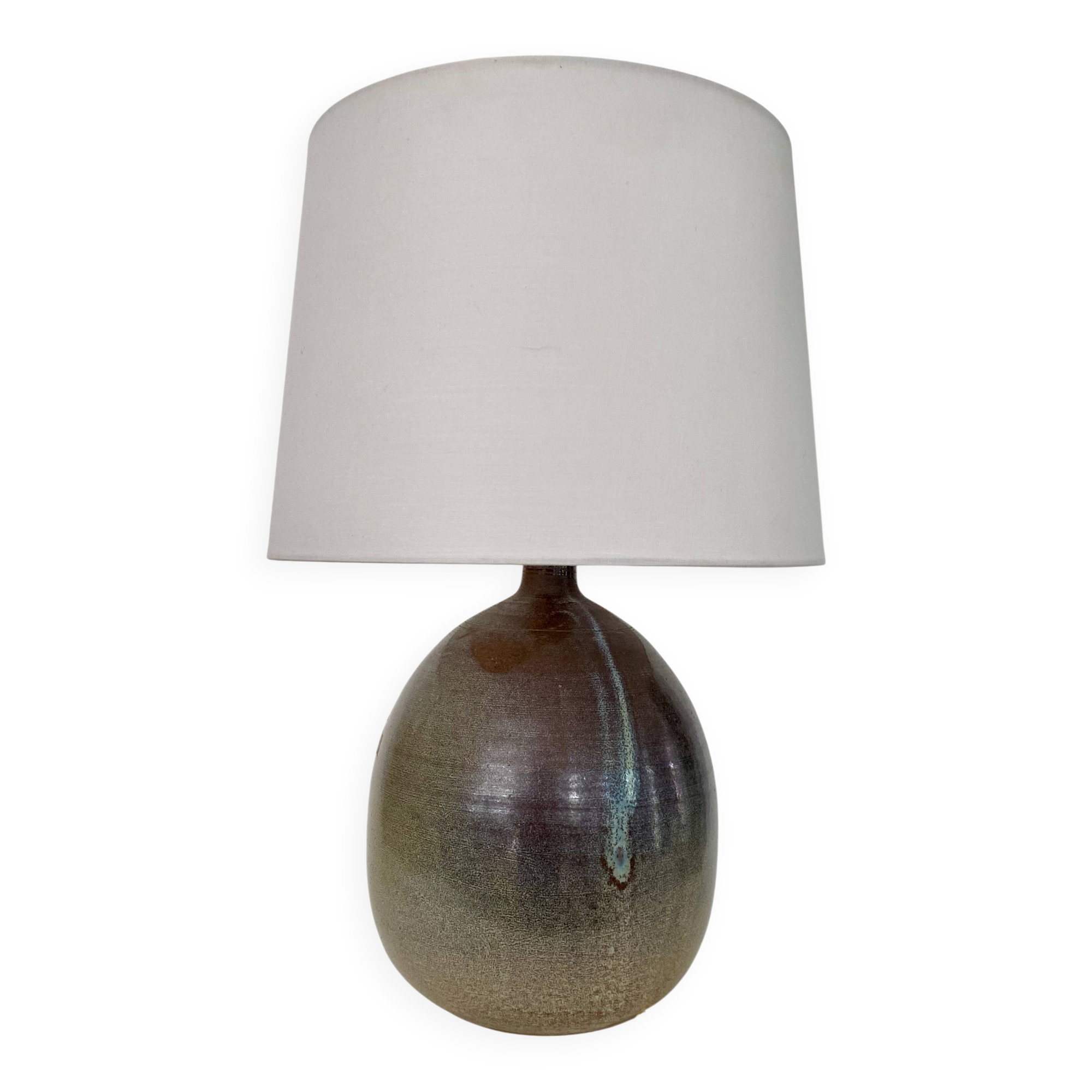 Lampe céramique, câble tissu 2M, abat-jour coton