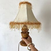 Lampe rétro bois et perles