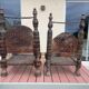 Pair of traditional Indian antique chairs in carved wood.