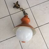 Orange hanging map 70 years  metal and glass globe