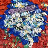 Colorful Boucherouite Berber rug - 140 x 167 cm