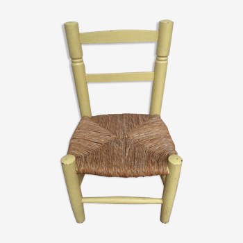 Chaise pour enfant en bois et paille