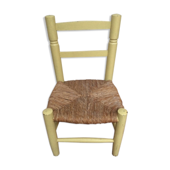Chaise pour enfant en bois et paille