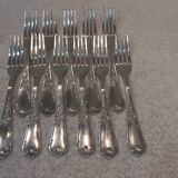 11 silver plated dessert forks, Ercuis LXV 29, 18.9cm