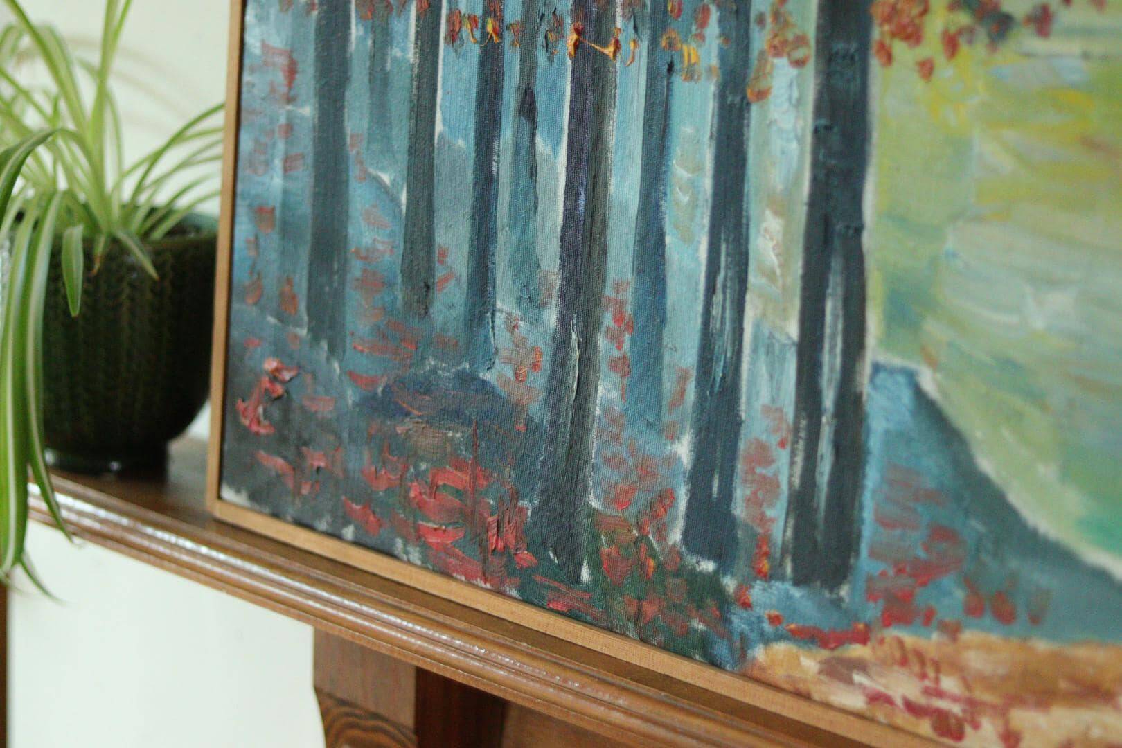 Original vintage Swedish oil on canvas – "Autumn Trees"