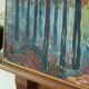 Huile sur toile suédoise originale vintage – « Arbres d'automne »