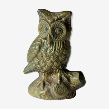 Brass paperweight owl, vintage from the 1960s