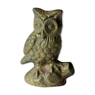 Brass paperweight owl, vintage from the 1960s