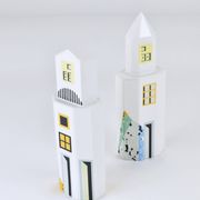 Heide Warlamis salt and pepper shakers skyscrapers postmodern, Vienna collection 1990