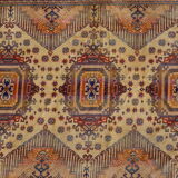 Kazak rug 180x150 cm vintage handmade oriental patterns ochre and burgundy